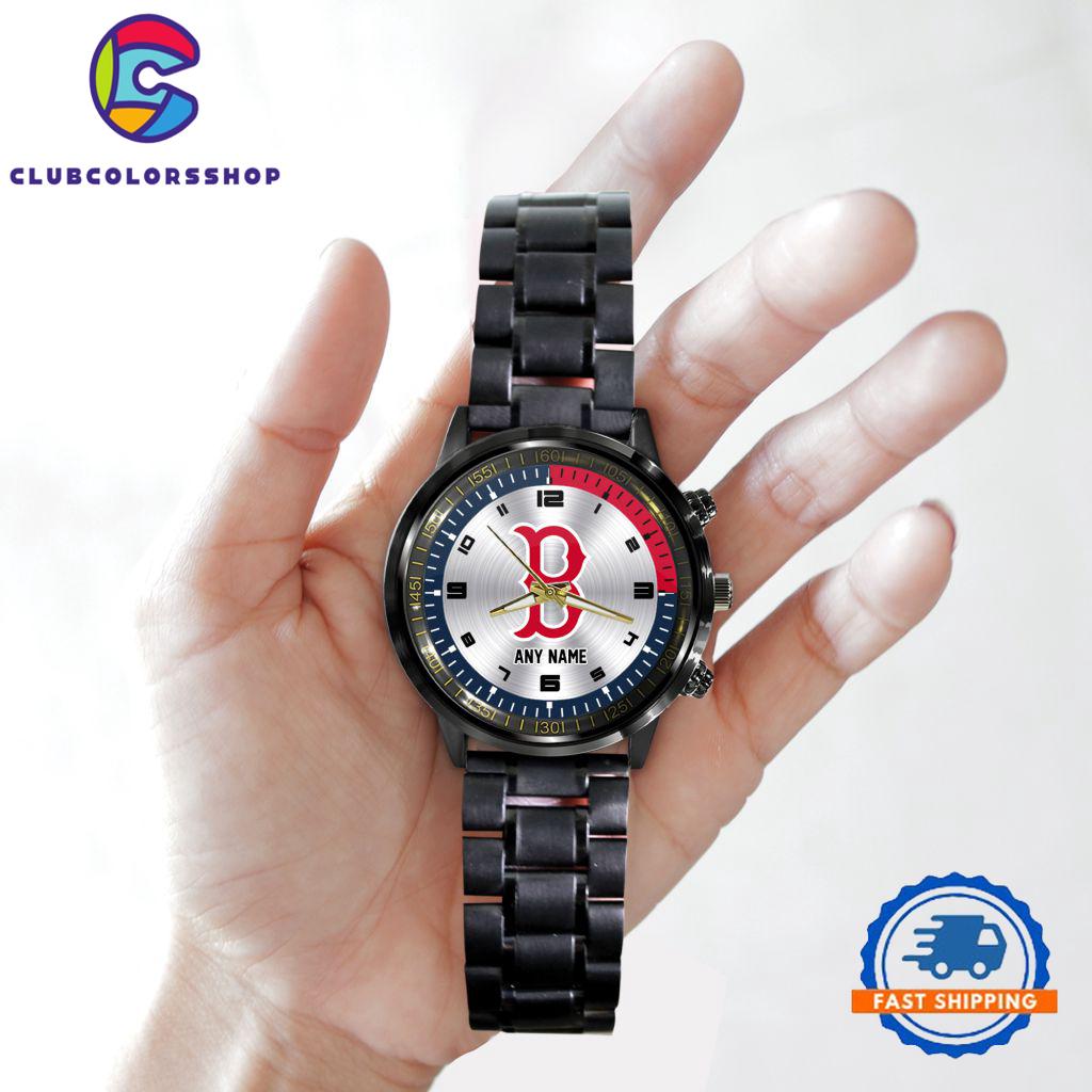 MLB Boston Red Sox Personalized Black Stainless Steel Watch MLB Boston Red Sox Personalized Black Stainless Steel Watch
