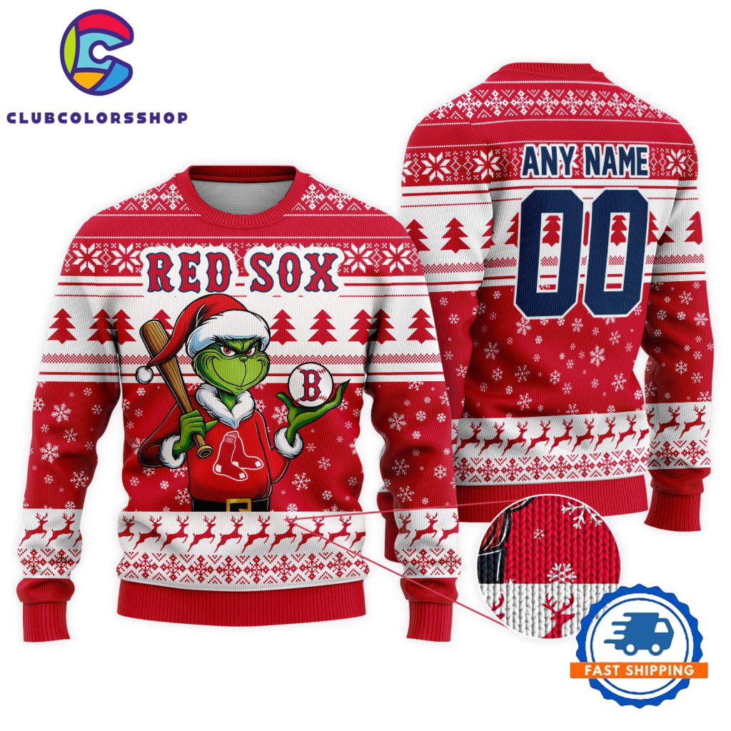 MLB Boston Red Sox Special Grinch Christmas Ugly Sweater Design