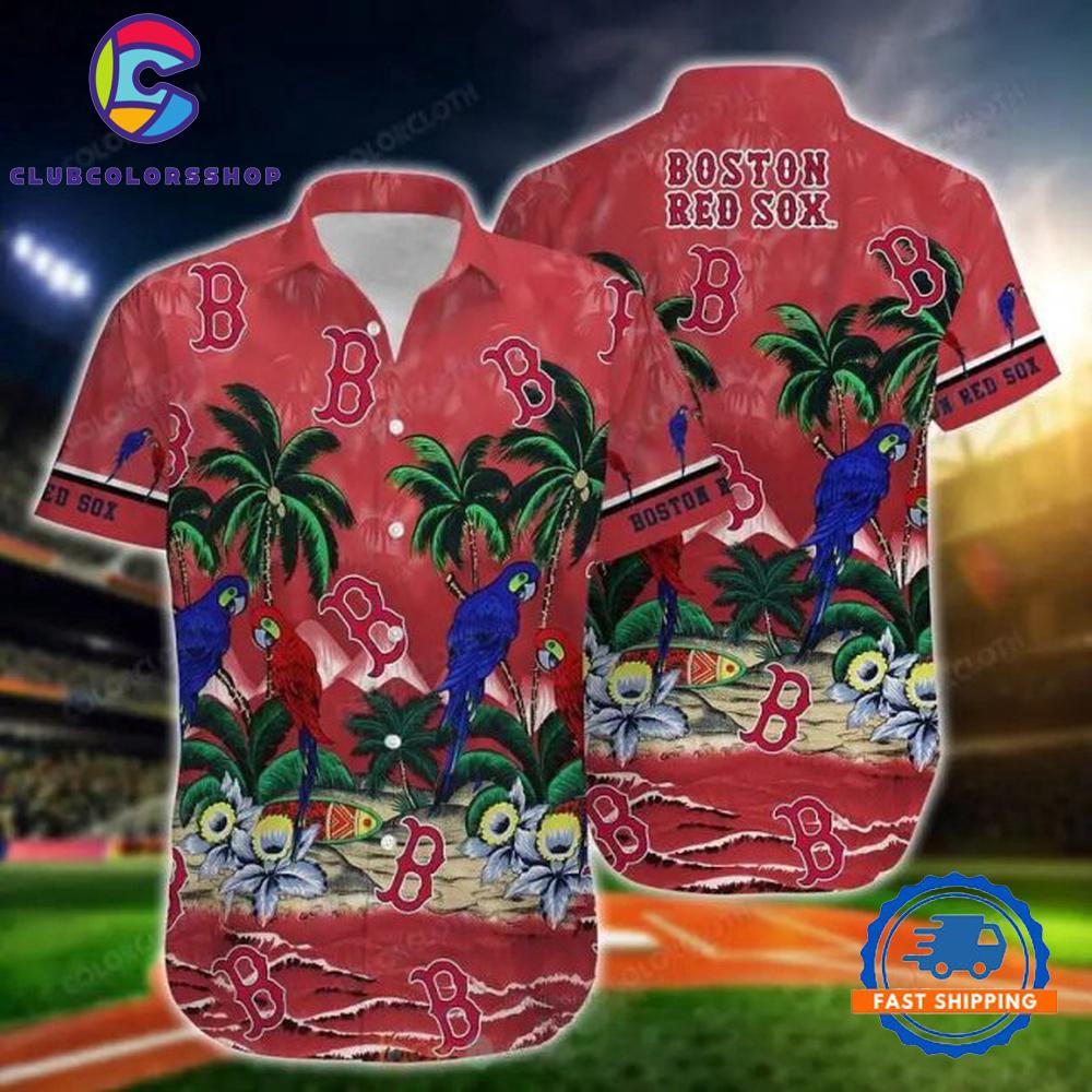 MLB Boston Red Sox Tropical Hawaiian Shirt Parrot Paradise Design
