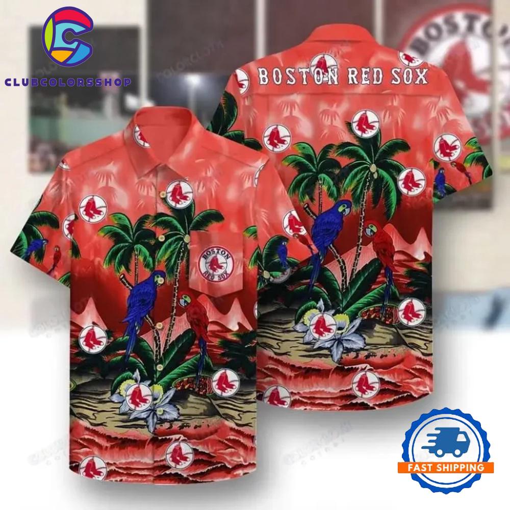 MLB Boston Red Sox Tropical Paradise Parrot Hawaiian Shirt