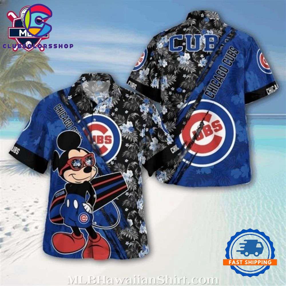 MLB Chicago Cubs Aloha Shirt Mickey Mouse Tropical Floral Edition
