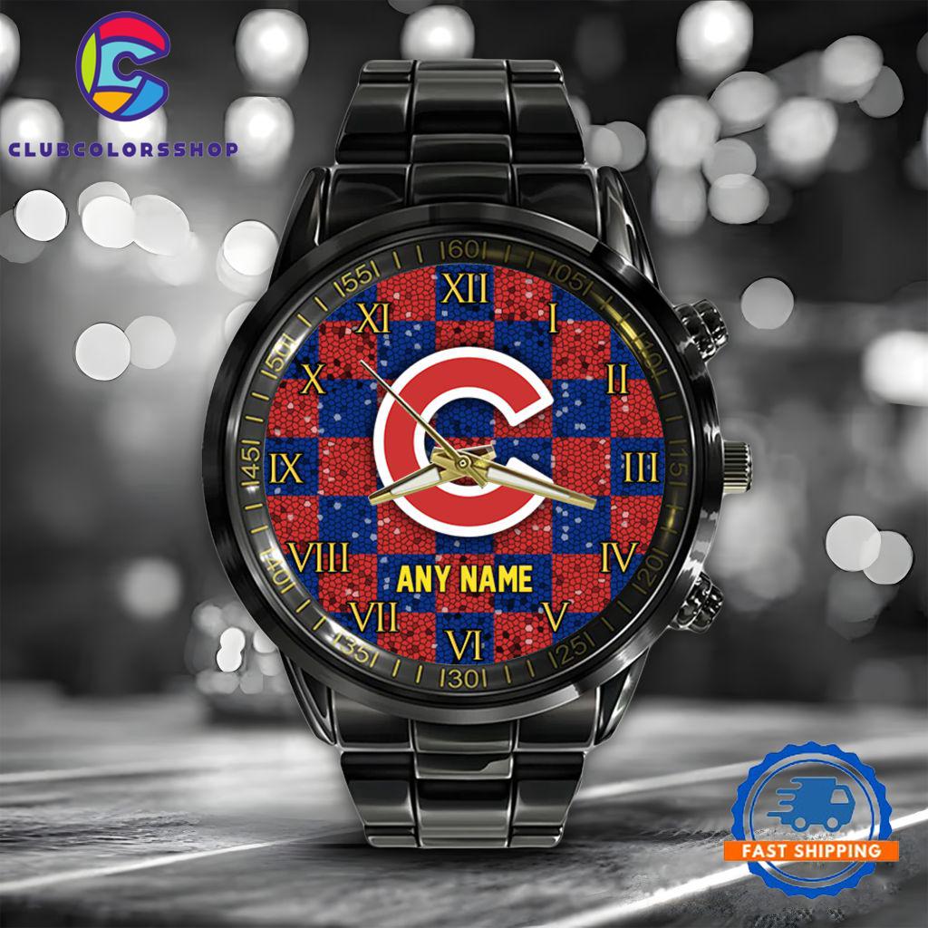 MLB Chicago Cubs Black Stainless Steel Watch Baseball Team Design