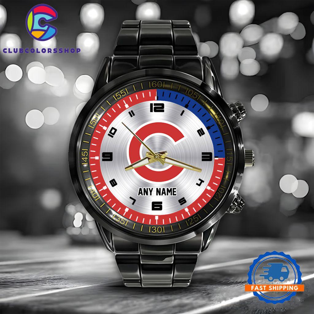 MLB Chicago Cubs Personalized Black Stainless Steel Watch