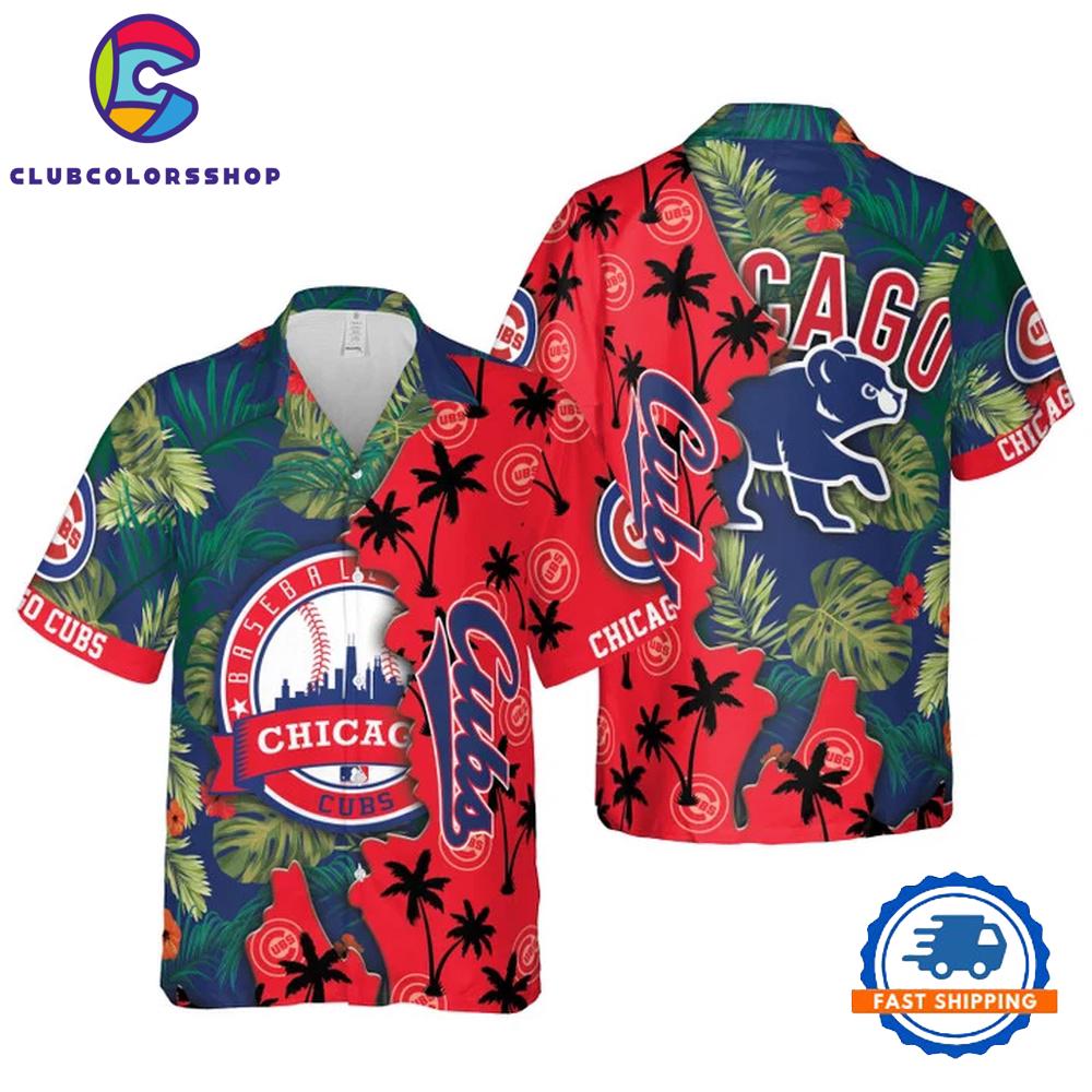 MLB Chicago Cubs Tropical Palms Split Hawaiian Shirt