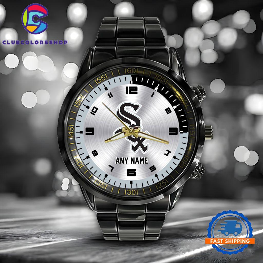 MLB Chicago White Sox Personalized Black Stainless Steel Watch