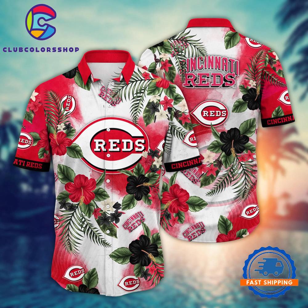 MLB Cincinnati Reds Hibiscus Splash Hawaiian Shirt