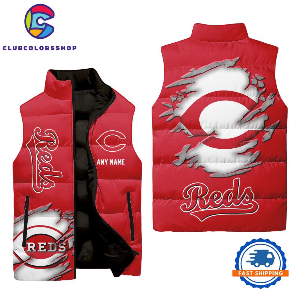 MLB Cincinnati Reds Personalized Baseball Team Sleeveless Puffer Jacket