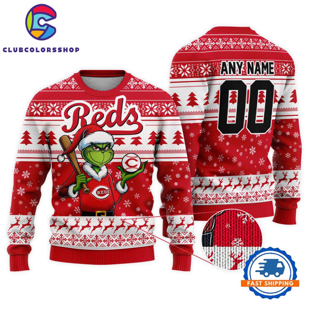MLB Cincinnati Reds Special Grinch Christmas Ugly Sweater Design