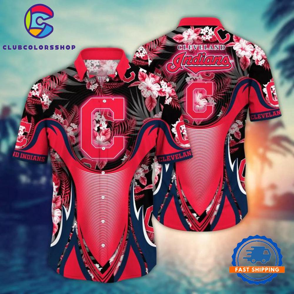 MLB Cleveland Guardians Hawaiian Shirt Tropical Hibiscus Design