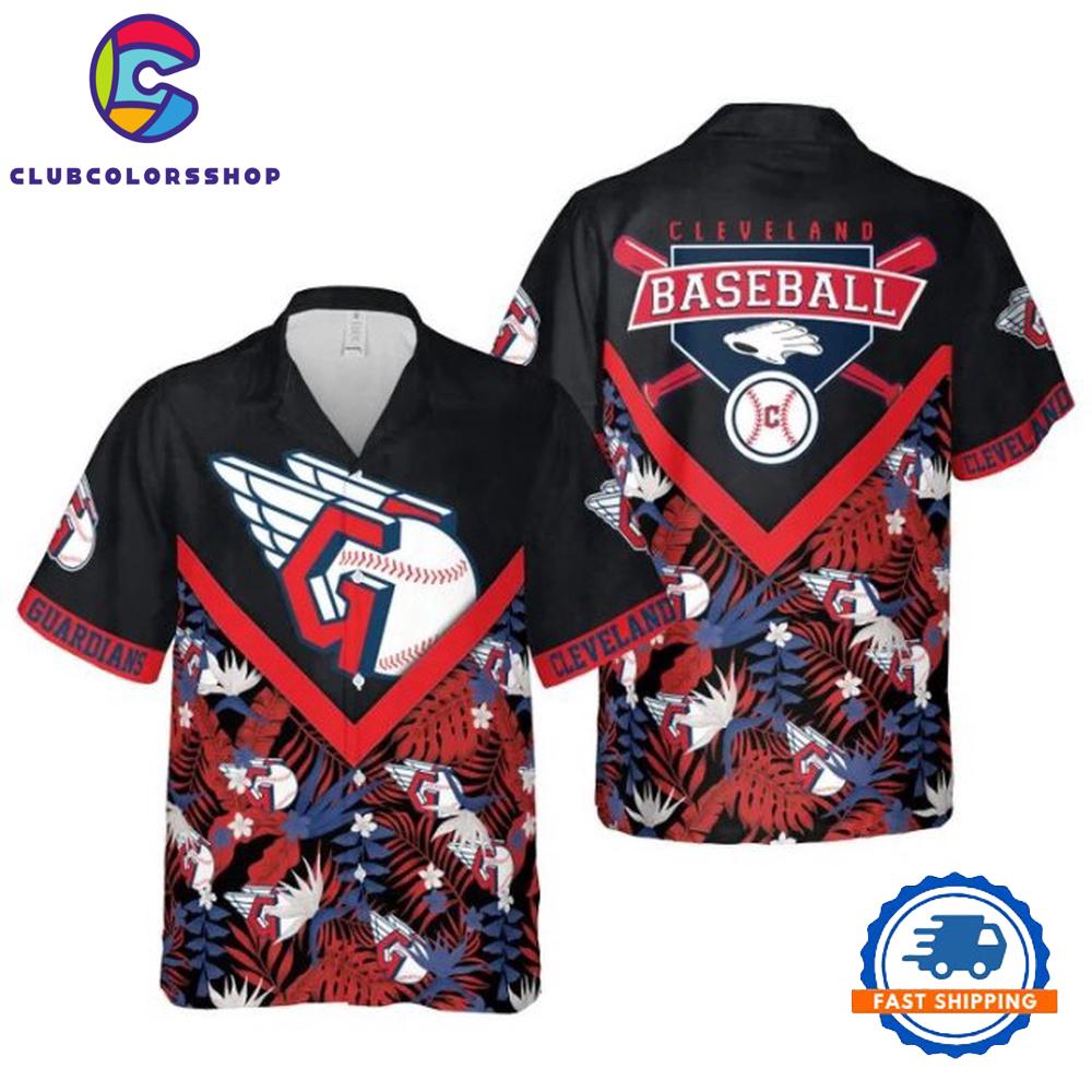 MLB Cleveland Guardians Hawaiian Shirt with Tropical Logo Collage
