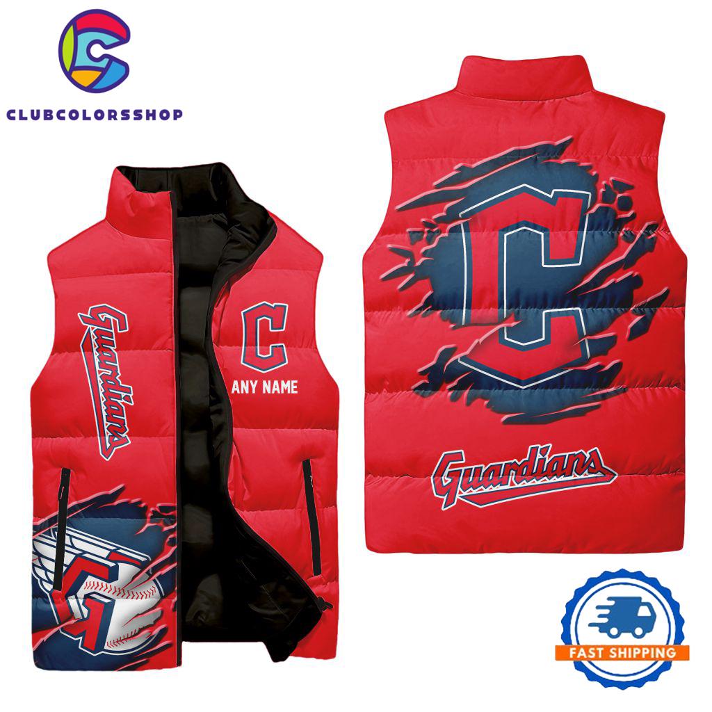 MLB Cleveland Guardians Personalized Baseball Team Sleeveless Puffer Jacket