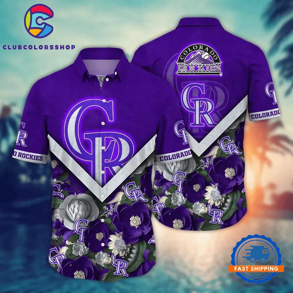 MLB Colorado Rockies Bold Floral Chevron Hawaiian Shirt