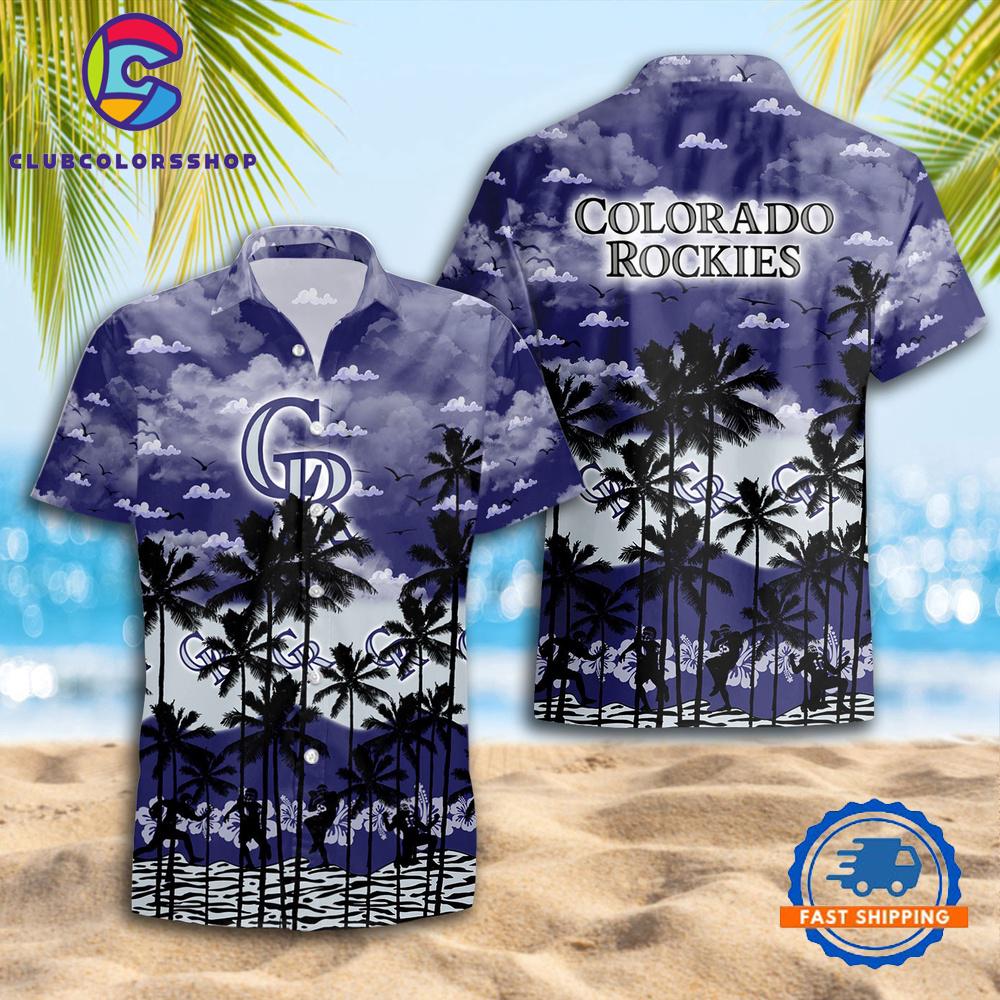 MLB Colorado Rockies Cloudy Shoreline Hawaiian Shirt