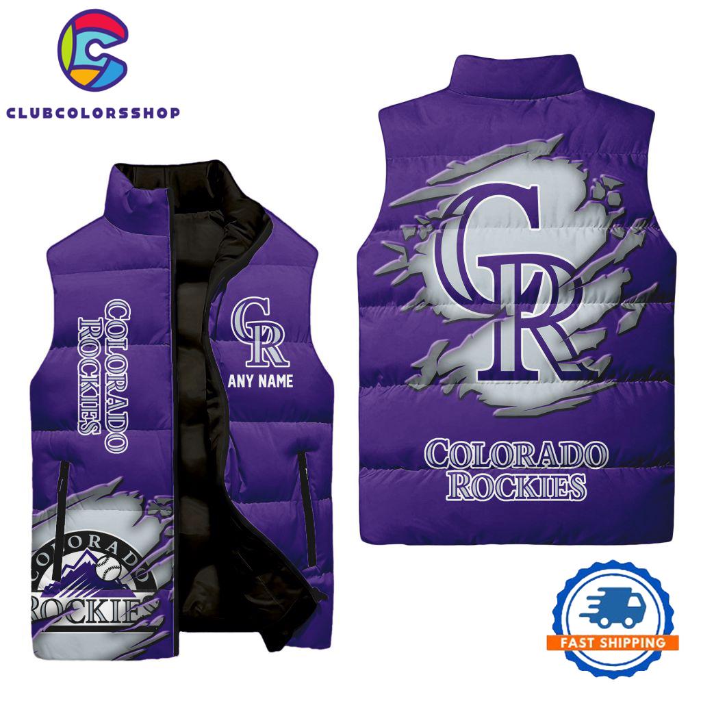 MLB Colorado Rockies Personalized Baseball Team Sleeveless Puffer Jacket
