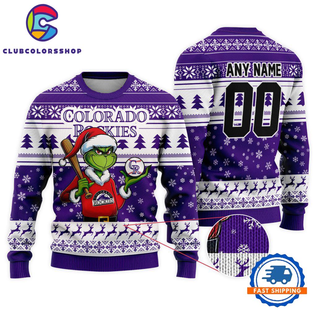 MLB Colorado Rockies Special Grinch Christmas Ugly Sweater Design