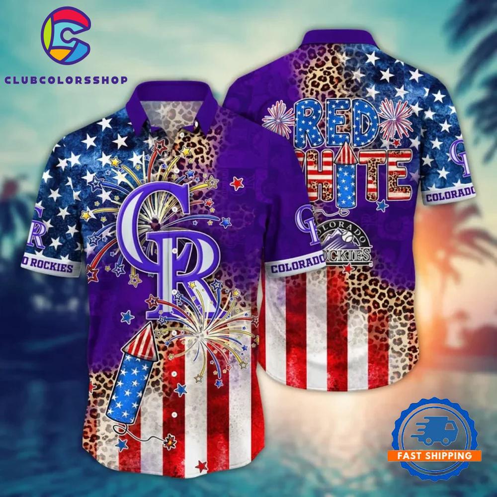 MLB Colorado Rockies Star-Spangled Fireworks Hawaiian Shirt MLB Colorado Rockies Star-Spangled Fireworks Hawaiian Shirt
