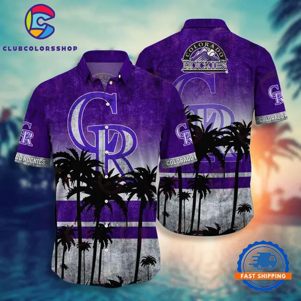 MLB Colorado Rockies Sunset Palm Hawaiian Shirt