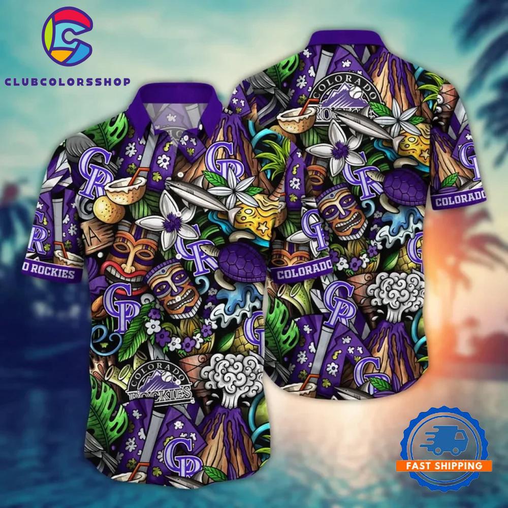 MLB Colorado Rockies Tiki Tropics Hawaiian Shirt