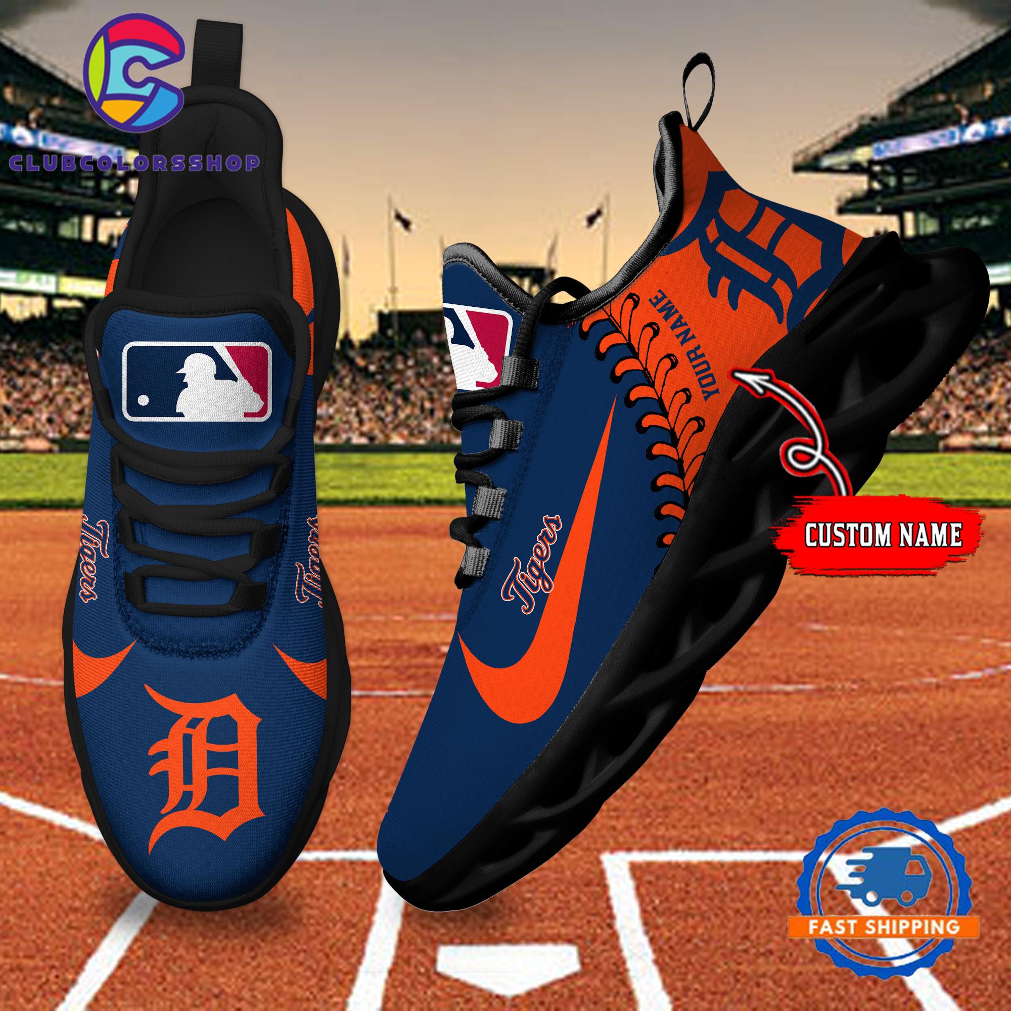 MLB Detroit Tigers Baseball Logo Team Custom Max Soul Shoes