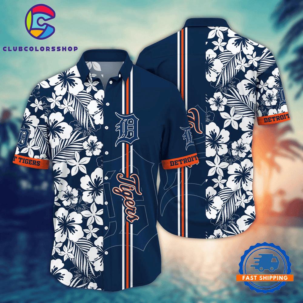 MLB Detroit Tigers Classic Hibiscus Floral Hawaiian Shirt