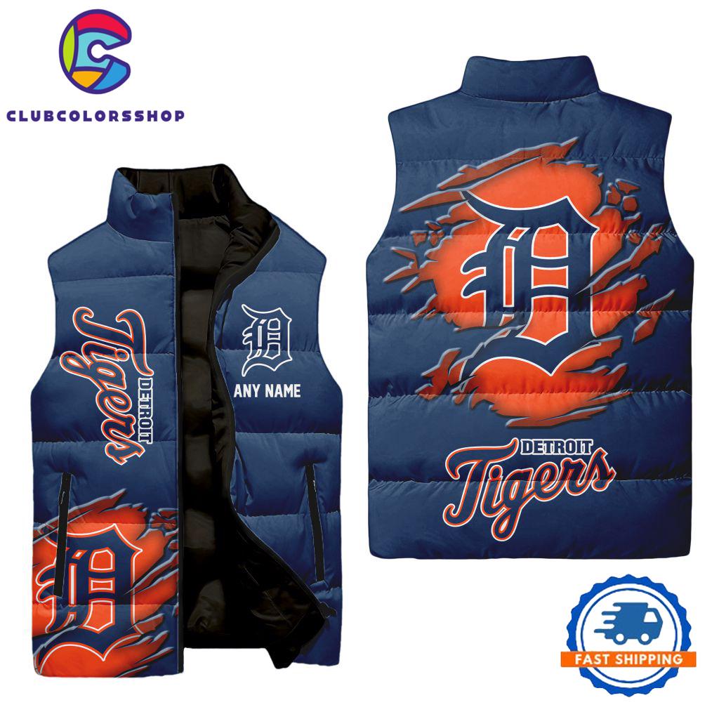 MLB Detroit Tigers Personalized Baseball Team Sleeveless Puffer Jacket