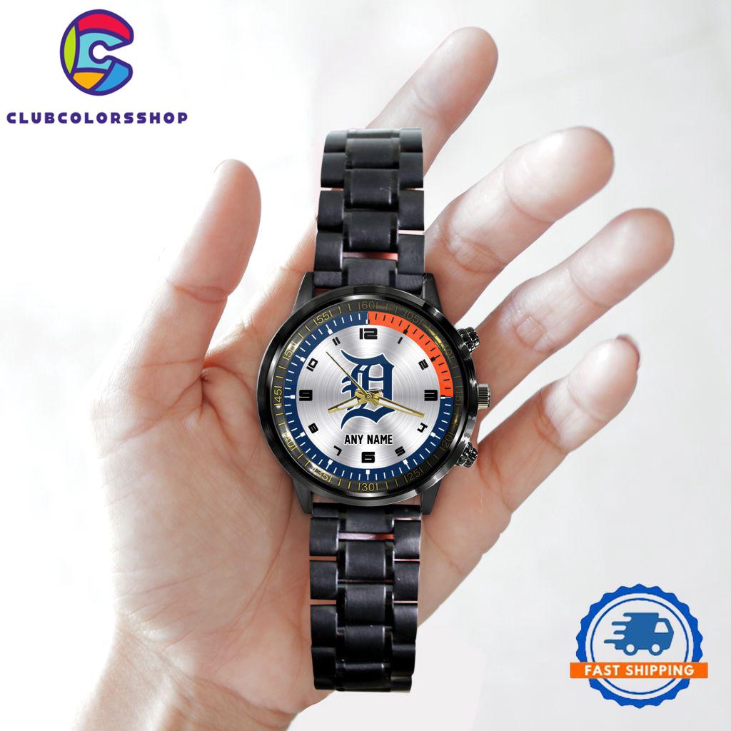 MLB Detroit Tigers Personalized Black Stainless Steel Watch MLB Detroit Tigers Personalized Black Stainless Steel Watch