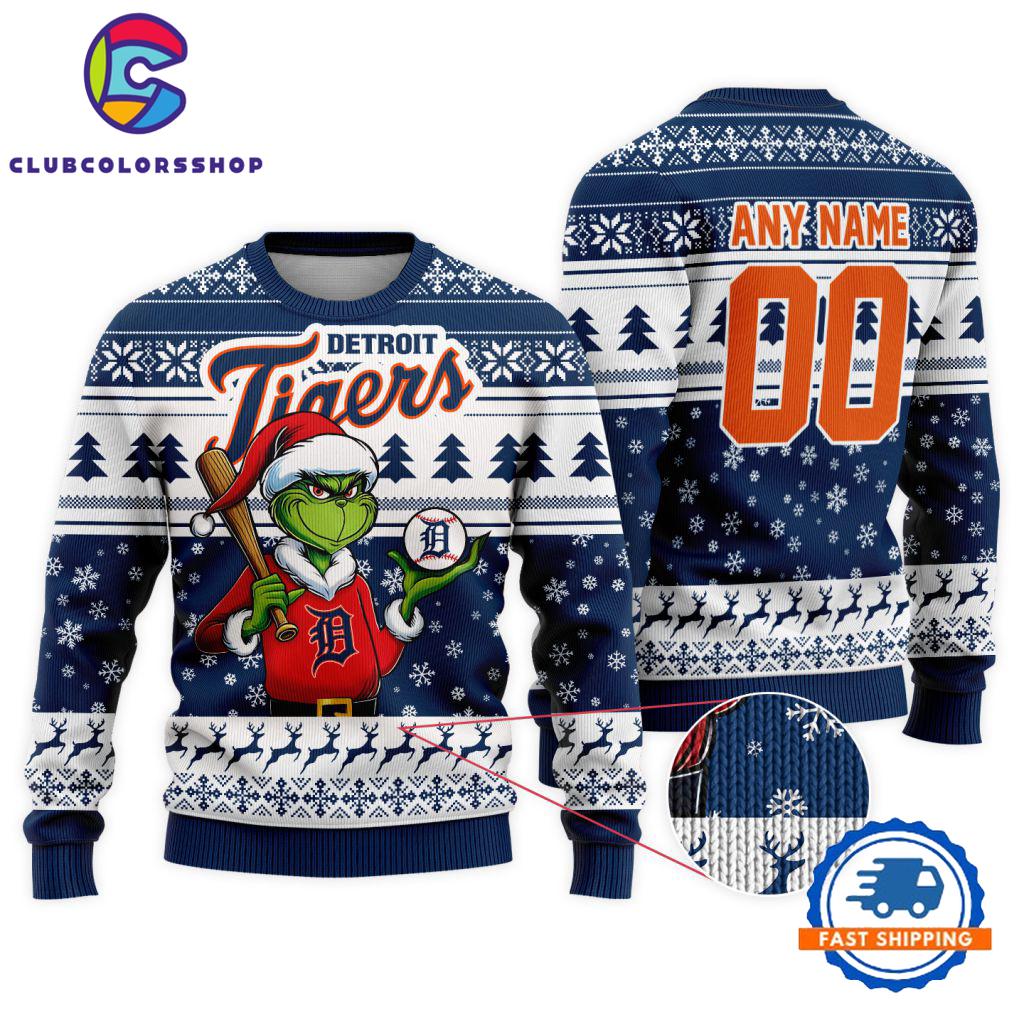 MLB Detroit Tigers Special Grinch Christmas Ugly Sweater Design