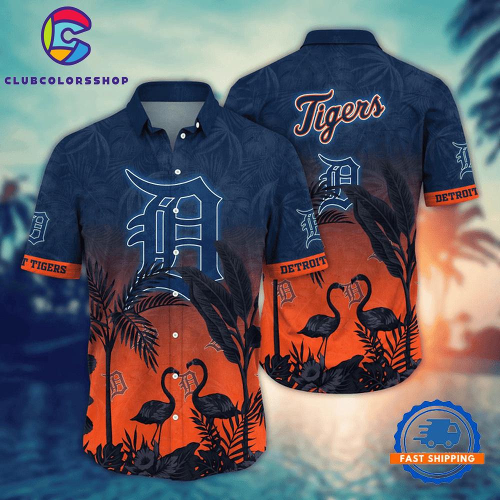 MLB Detroit Tigers Sunset Flamingo Hawaiian Shirt