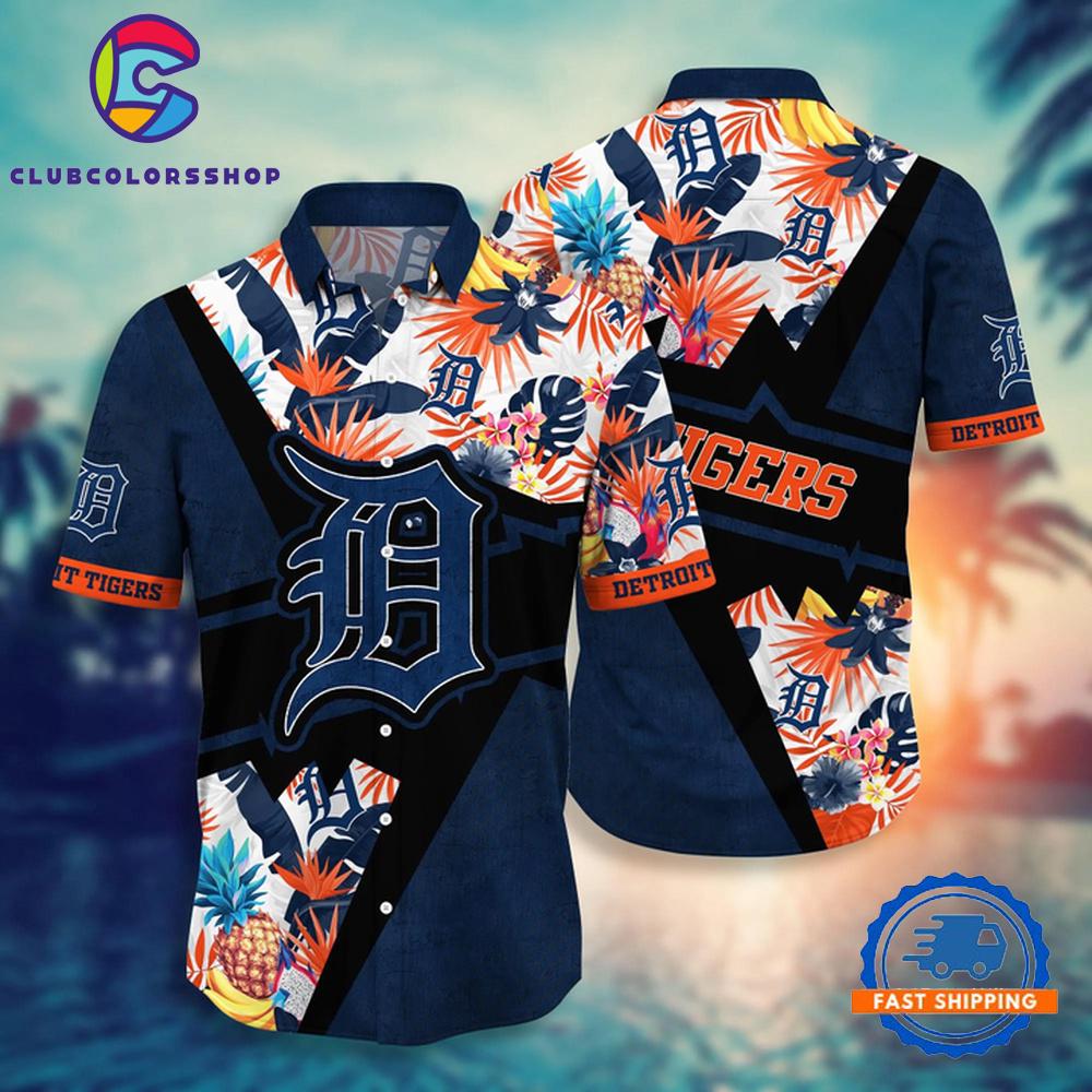 MLB Detroit Tigers Tropical Color Block Hawaiian Shirt