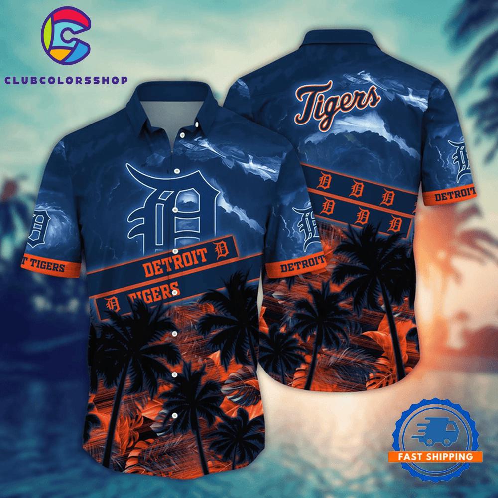 MLB Detroit Tigers Tropical Palm Sunset Hawaiian Shirt