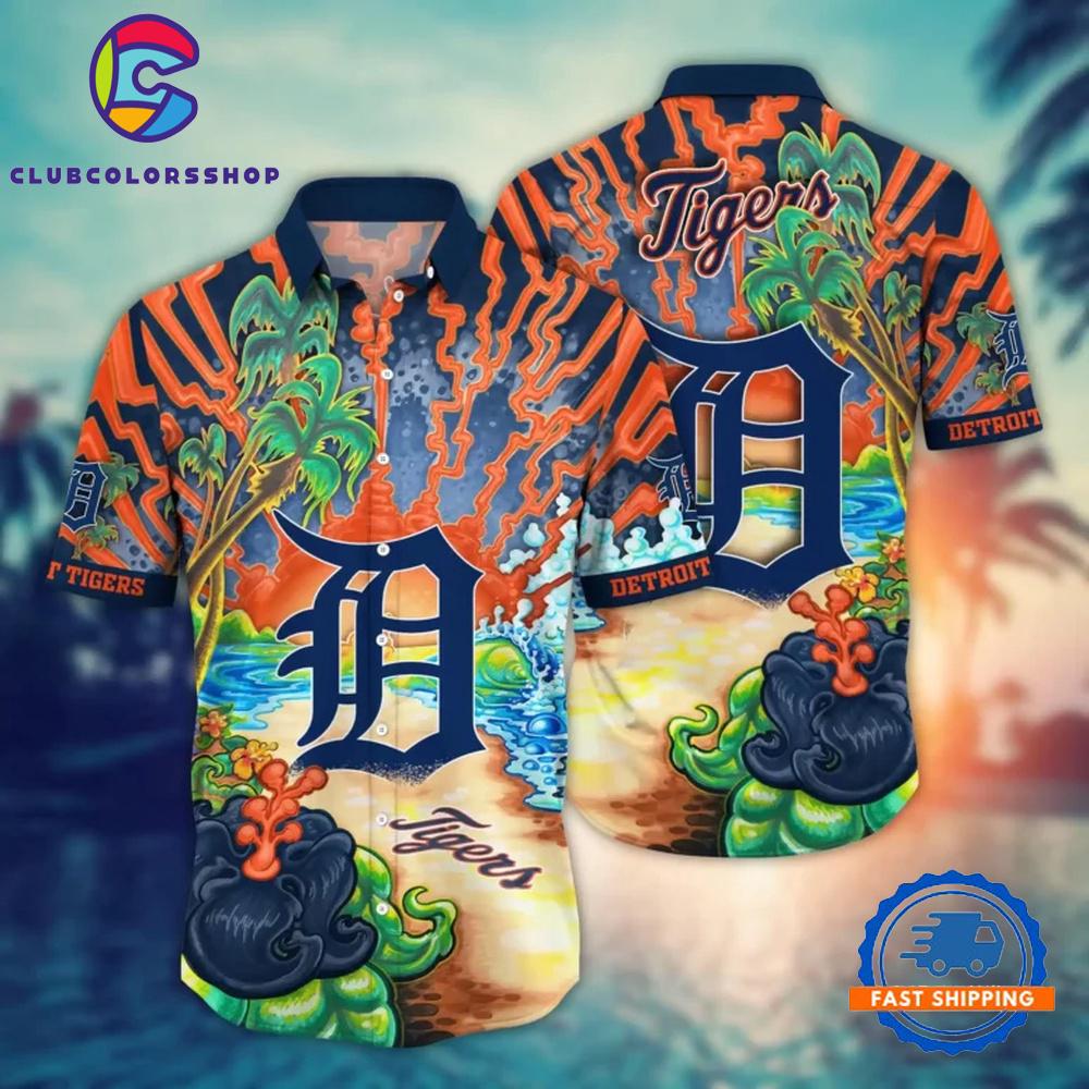 MLB Detroit Tigers Volcanic Island Hawaiian Shirt