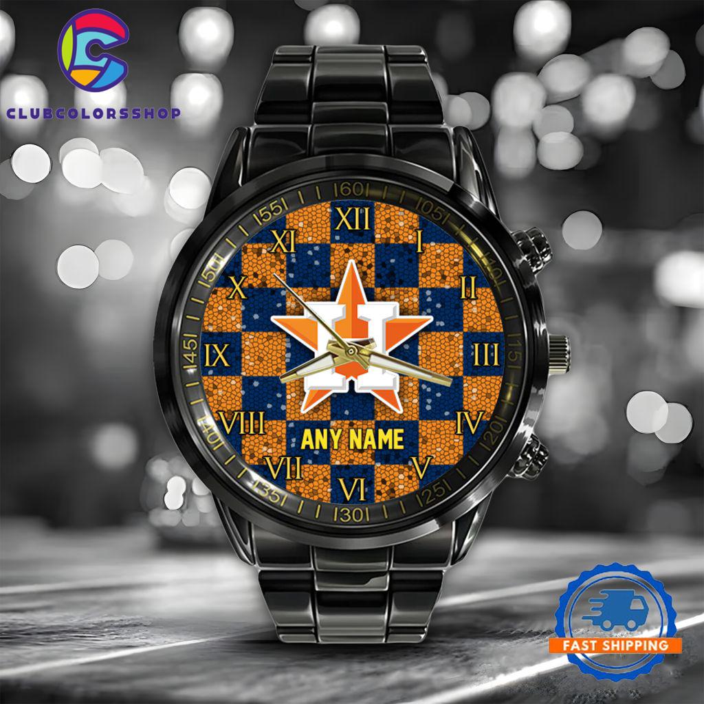 MLB Houston Astros Black Stainless Steel Watch Baseball Team Design