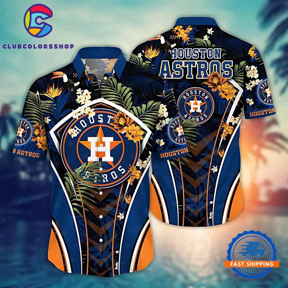 MLB Houston Astros Floral Chevron Hawaiian Shirt