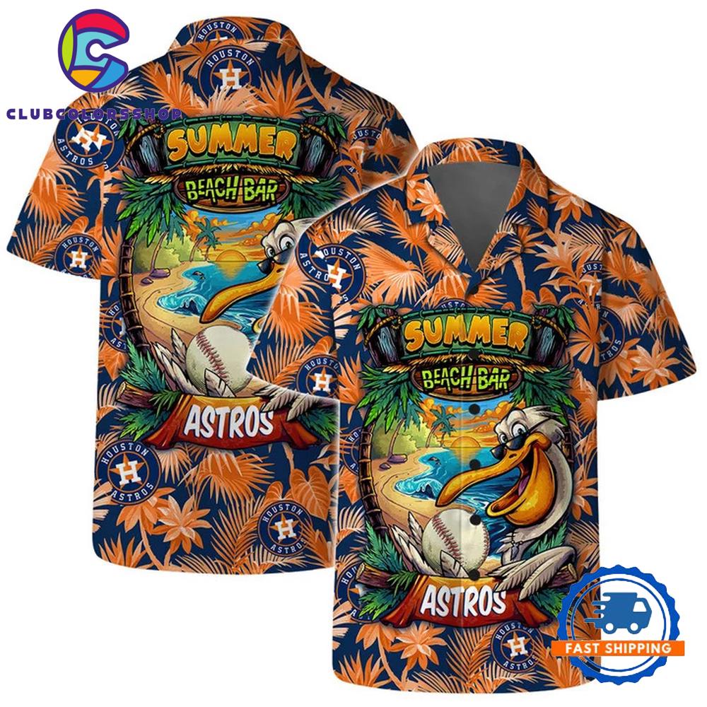 MLB Houston Astros Floral Crest Hawaiian Shirt MLB Houston Astros Floral Crest Hawaiian Shirt