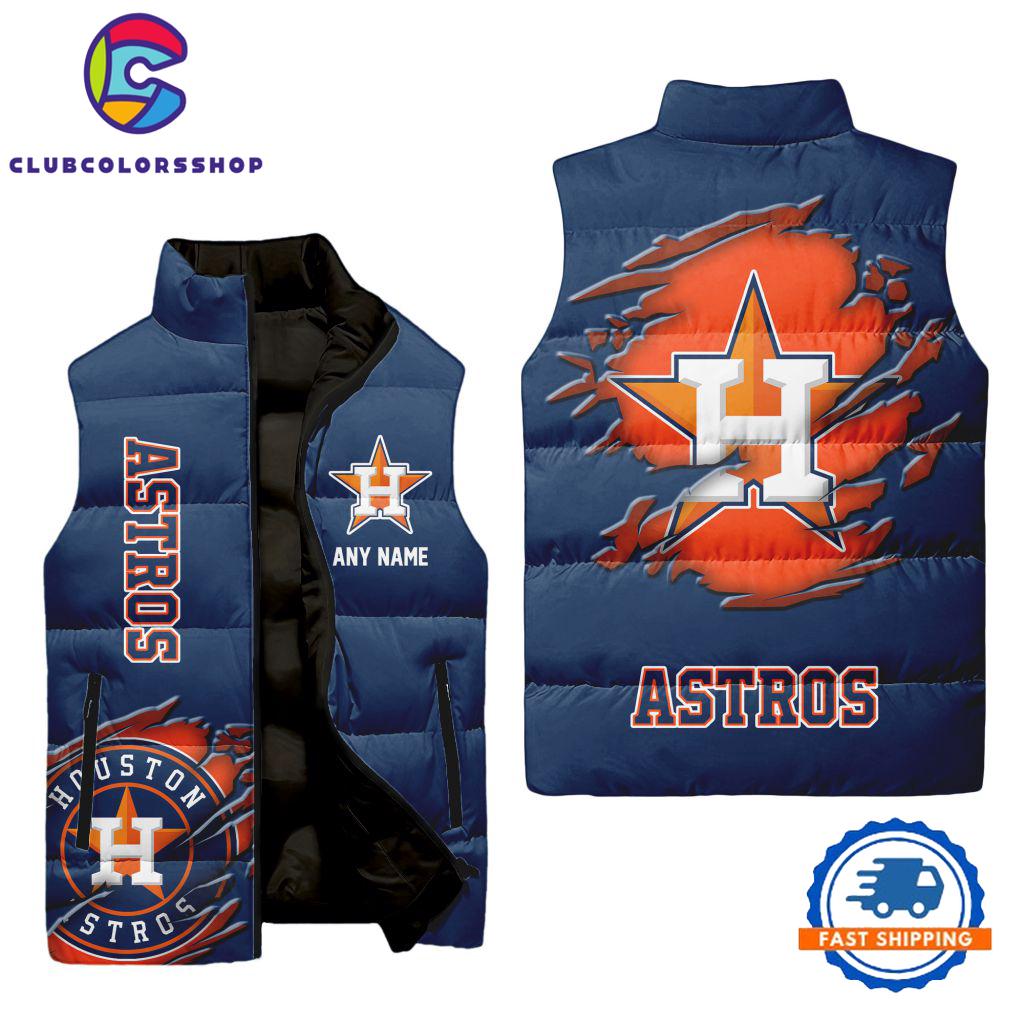 MLB Houston Astros Personalized Baseball Team Sleeveless Puffer Jacket