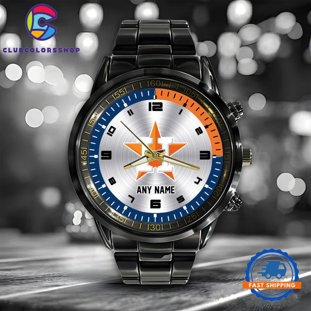 MLB Houston Astros Personalized Black Stainless Steel Watch