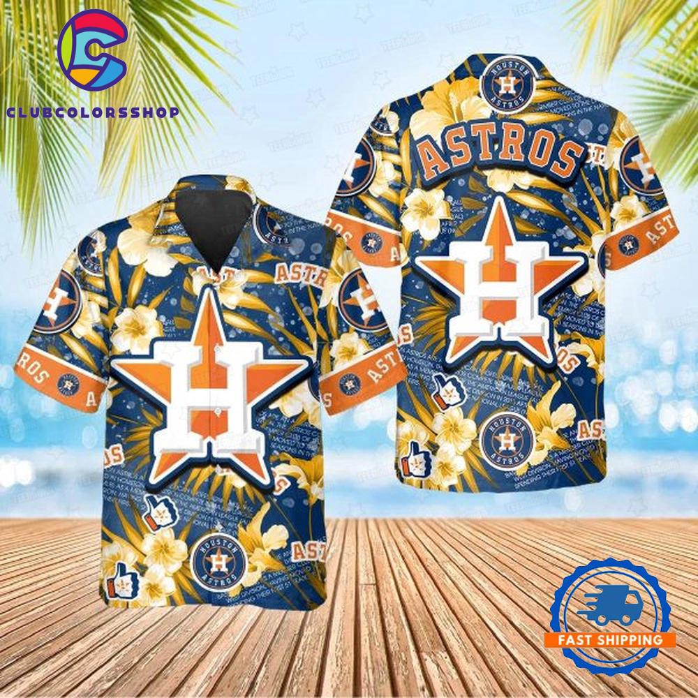 MLB Houston Astros Starburst Hibiscus Hawaiian Shirt