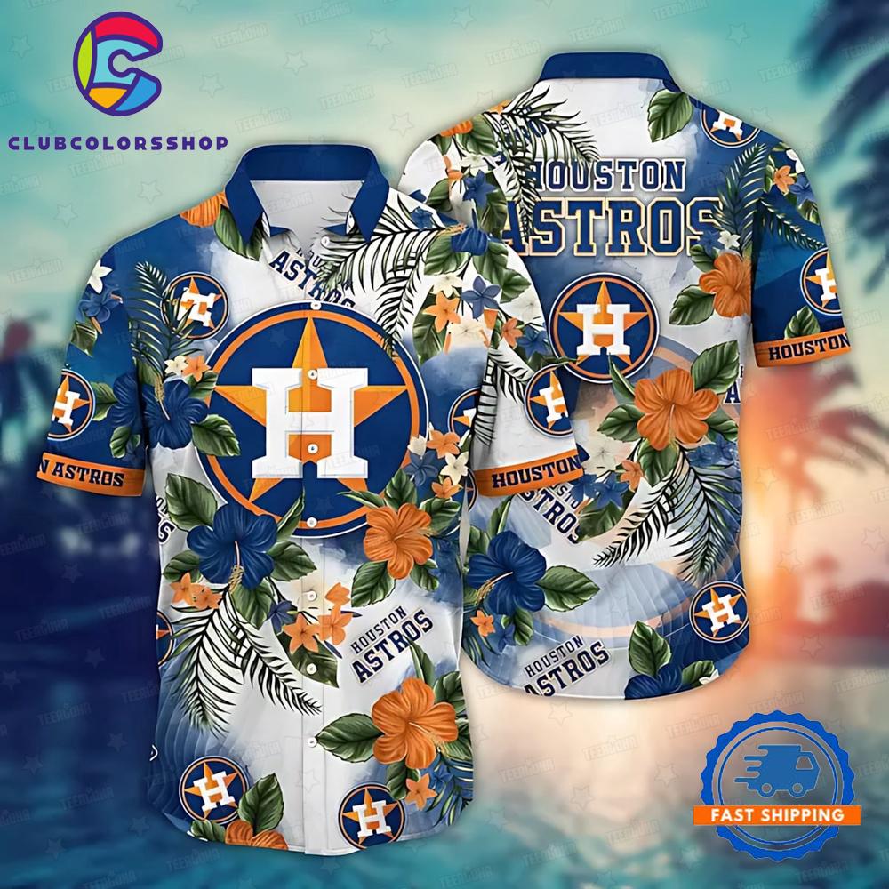 MLB Houston Astros Tropical Floral Burst Hawaiian Shirt