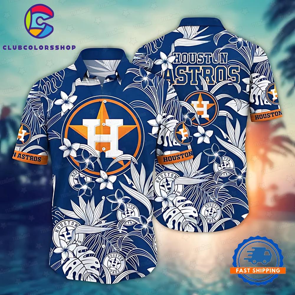 MLB Houston Astros White Floral Breeze Hawaiian Shirt