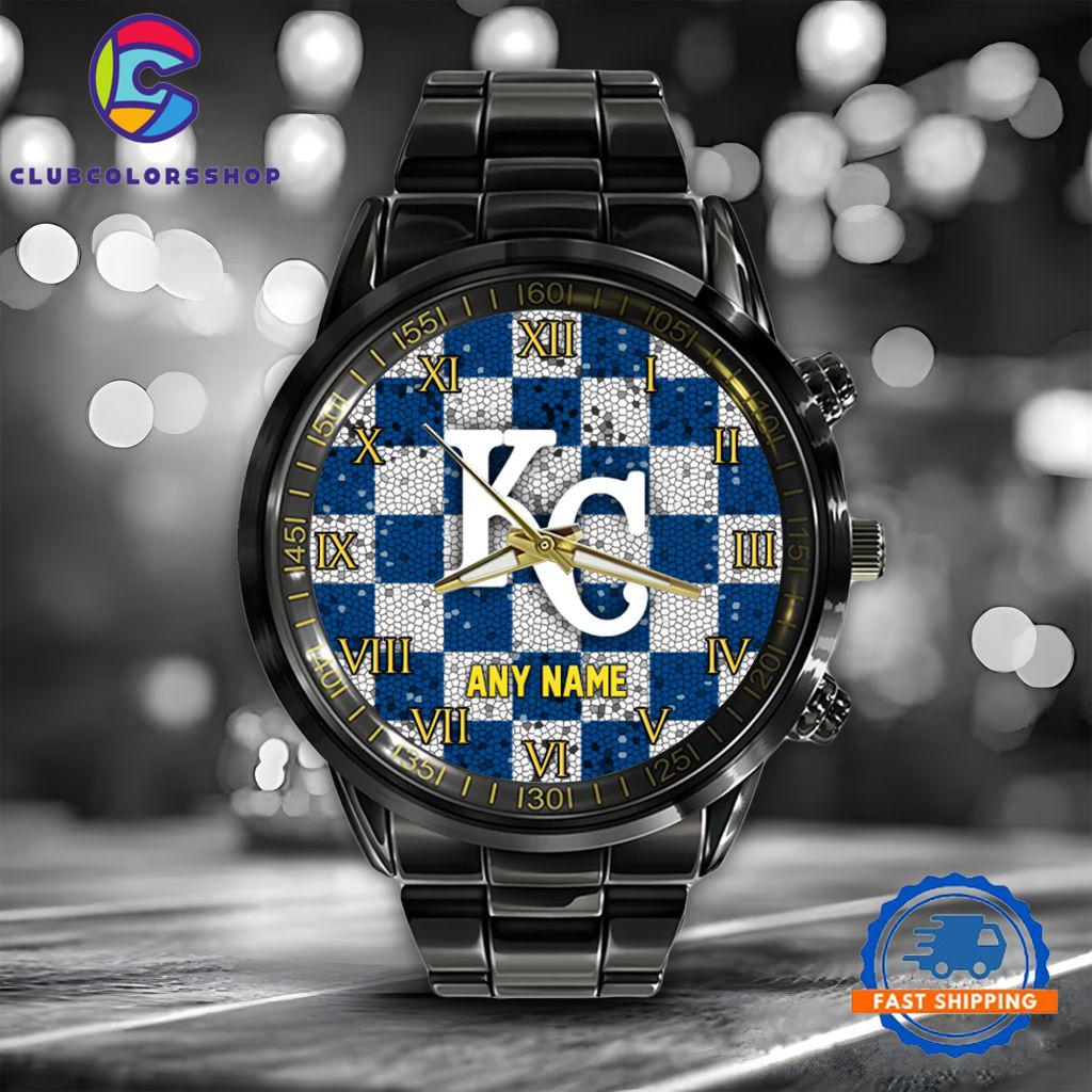 MLB Kansas City Royals Black Stainless Steel Watch Baseball Team Design