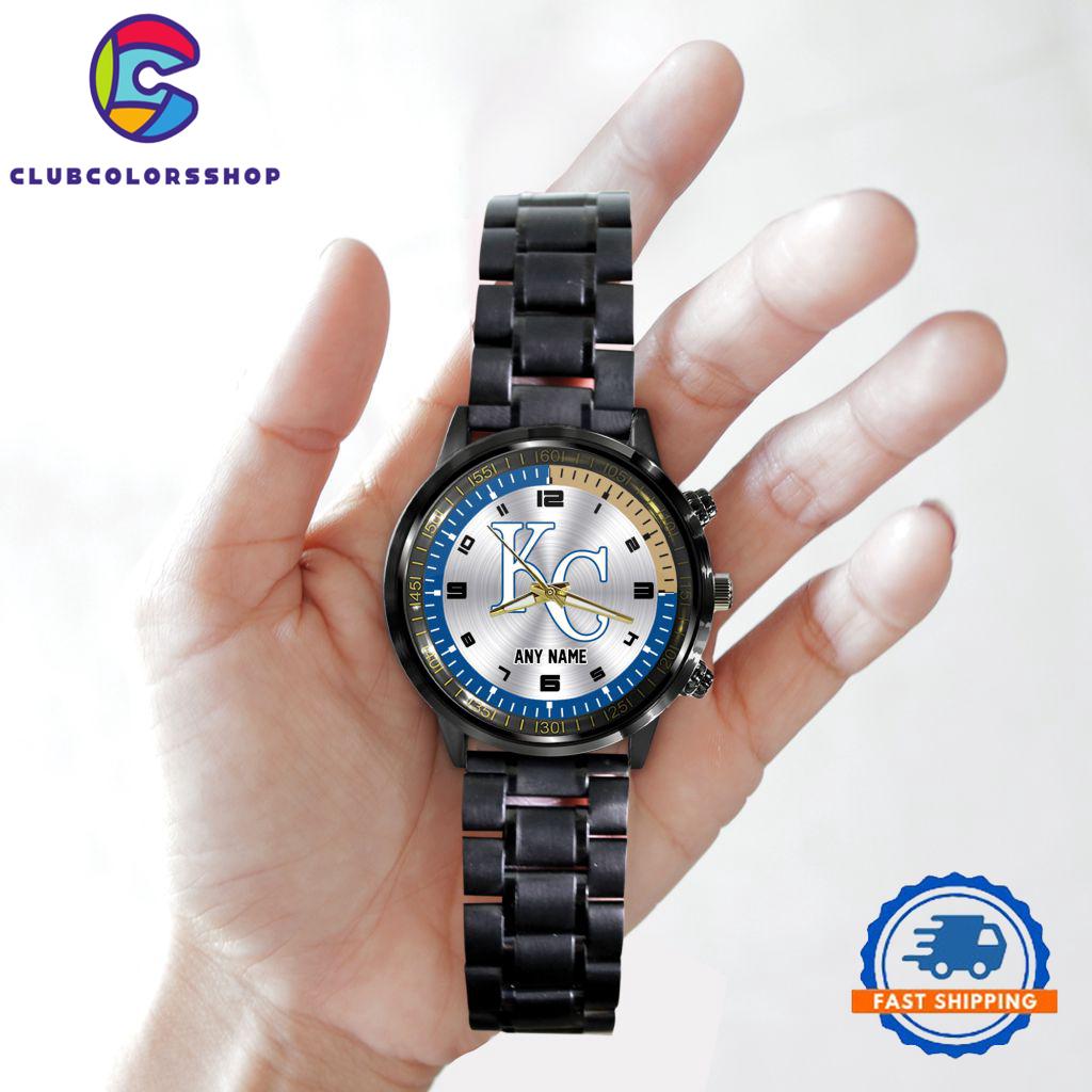 MLB Kansas City Royals Personalized Black Stainless Steel Watch MLB Kansas City Royals Personalized Black Stainless Steel Watch