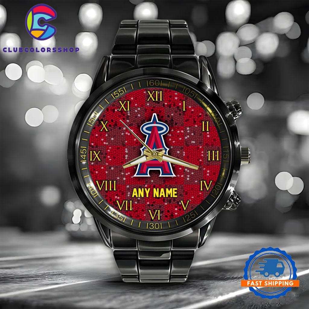 MLB Los Angeles Angels Black Stainless Steel Watch Baseball Team Design