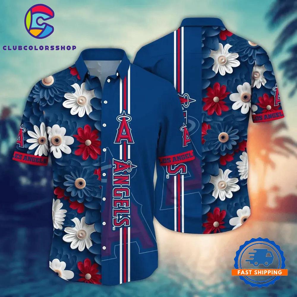 MLB Los Angeles Angels Flower Design Hawaiian Shirts