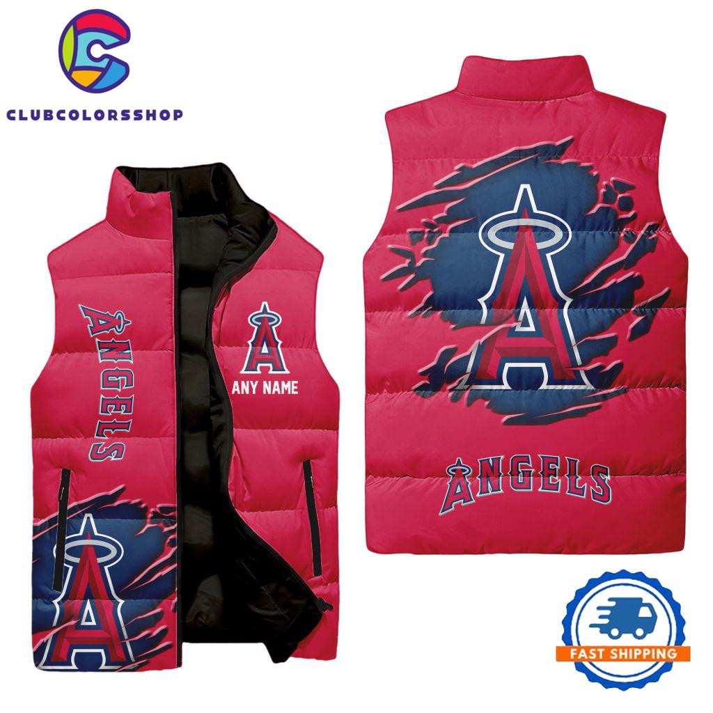 MLB Los Angeles Angels Personalized Baseball Team Sleeveless Puffer Jacket