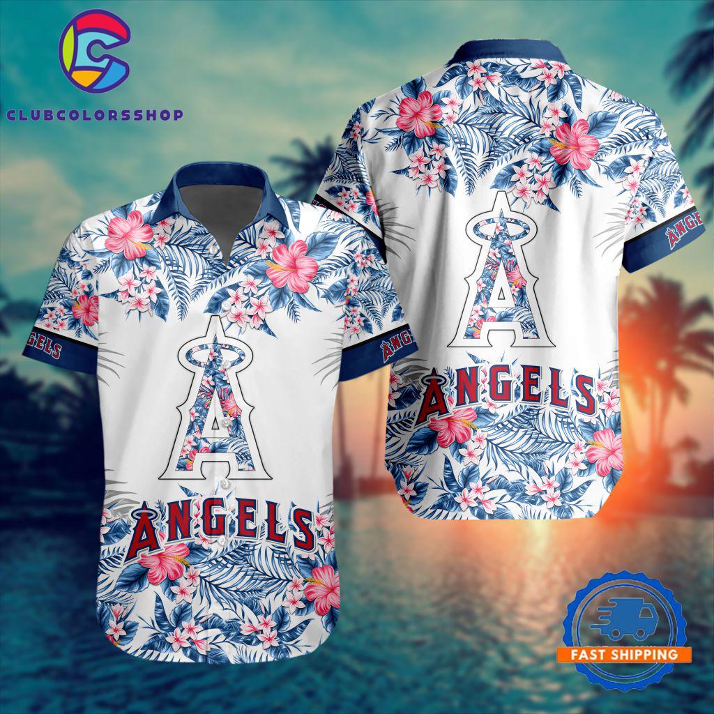 MLB Los Angeles Angels Special Tropical Flower Hawaiian Shirt, Baseball Team Button Shirt Design