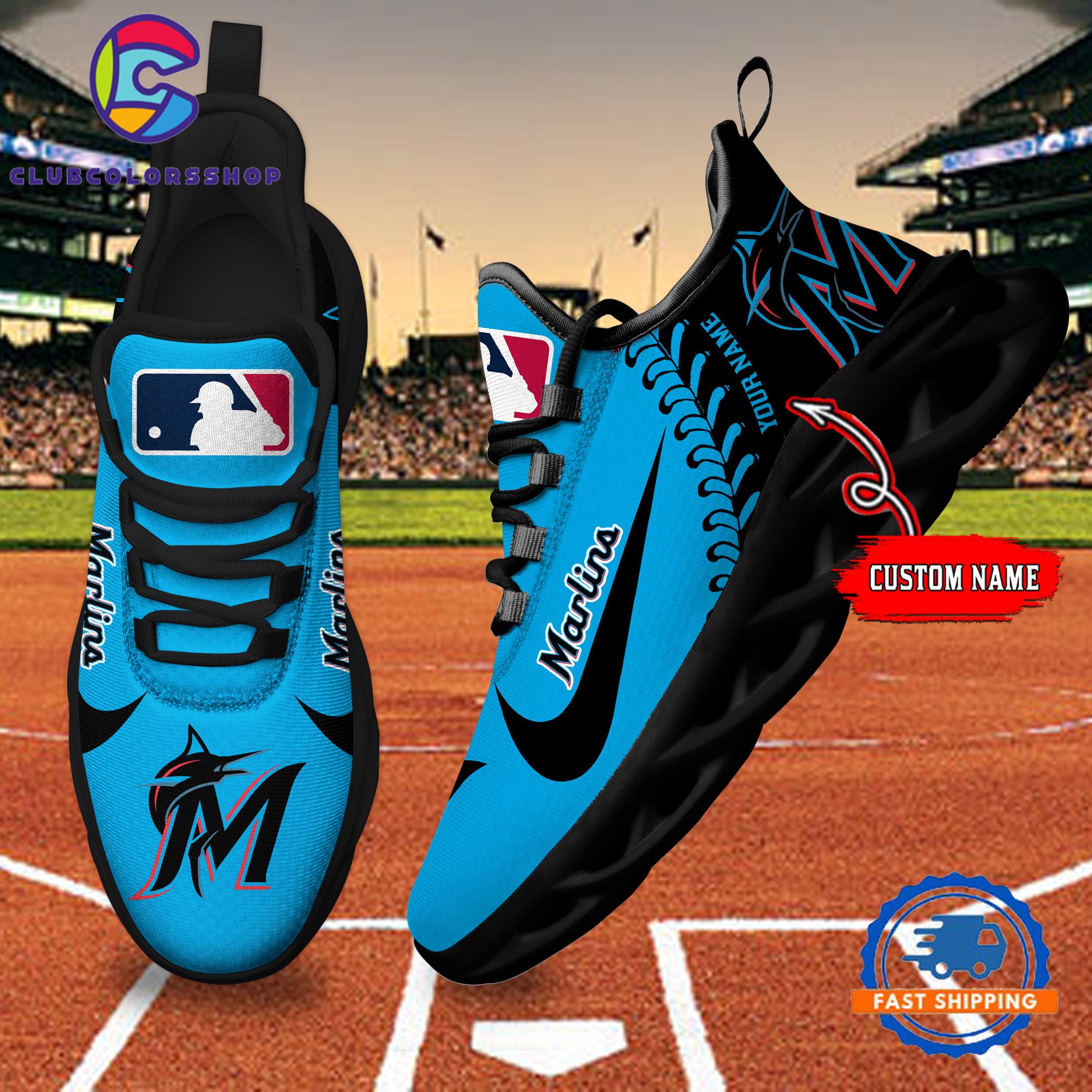 MLB Miami Marlins Baseball Logo Team Custom Max Soul Shoes