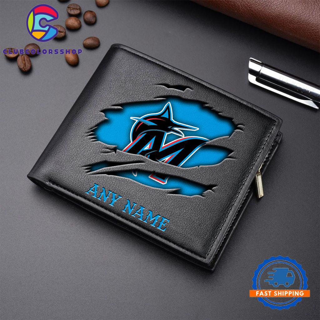 MLB Miami Marlins Baseball Logo Team Personalized Men's Wallet Design MLB Miami Marlins Baseball Logo Team Personalized Men's Wallet Design