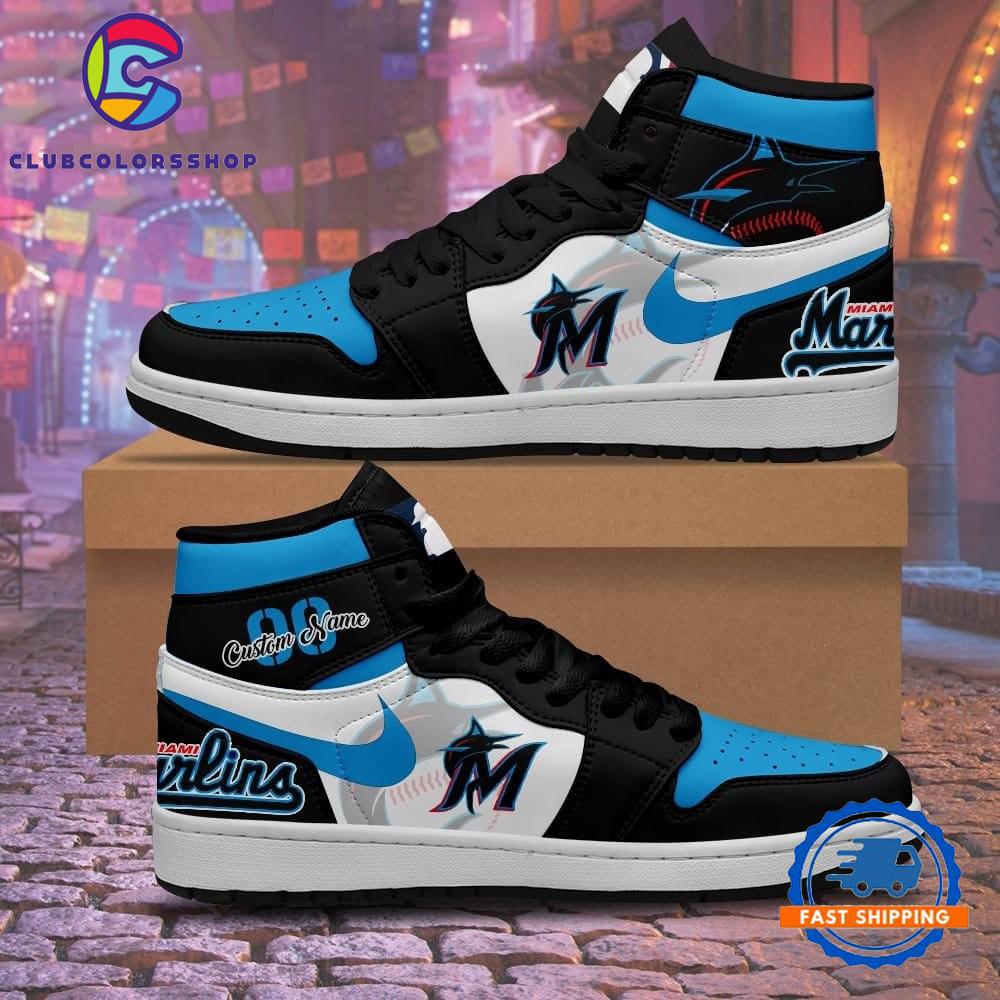 MLB Miami Marlins Personalized Air Jordan 1 Hightop Shoes