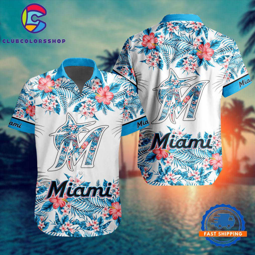 MLB Miami Marlins Special Tropical Flower Hawaiian Shirt, Baseball Team Button Shirt Design