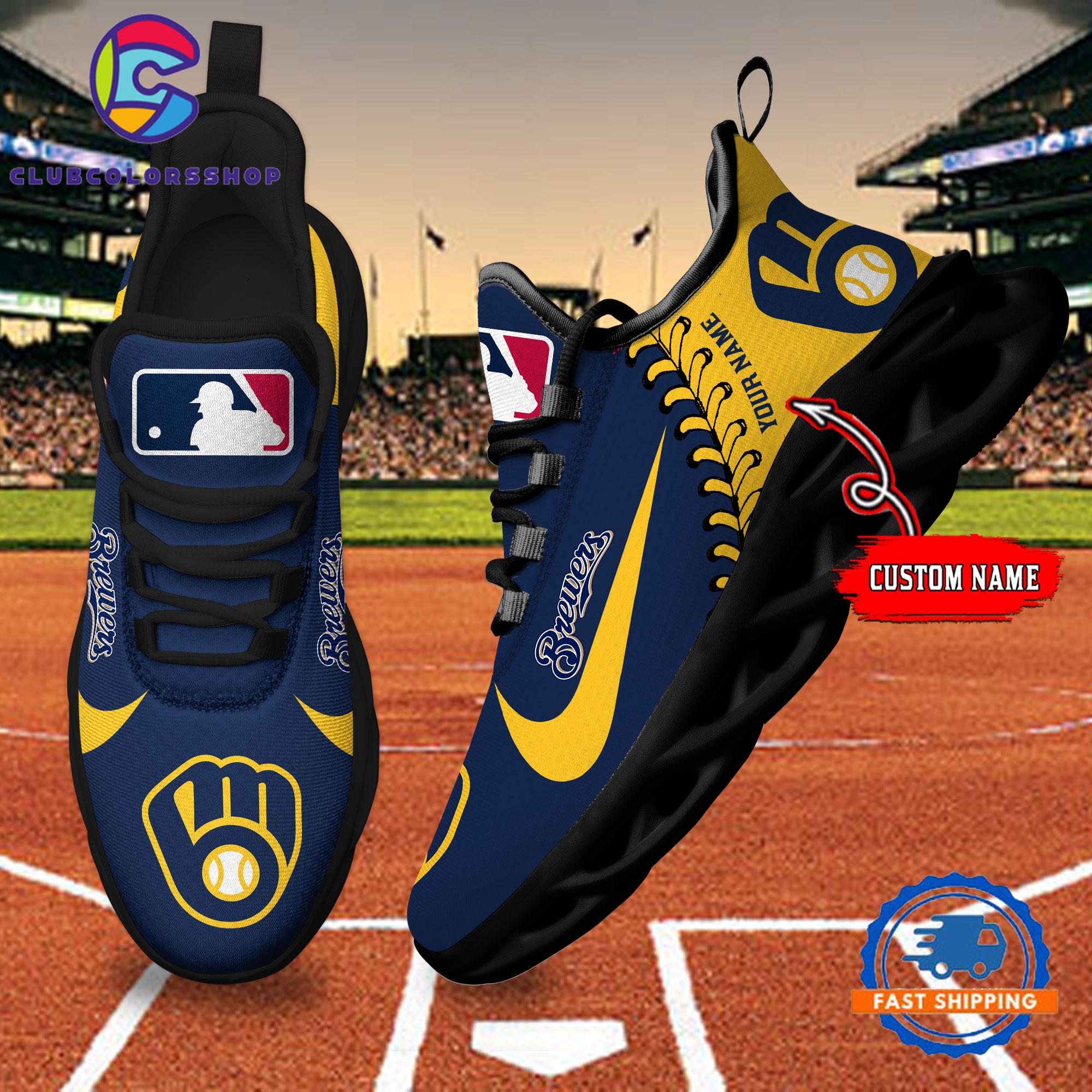 MLB Milwaukee Brewers Baseball Logo Team Custom Max Soul Shoes